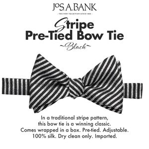 Jos. A. Bank Stripe Pre-Tied Gray and Black Silk Bow Tie